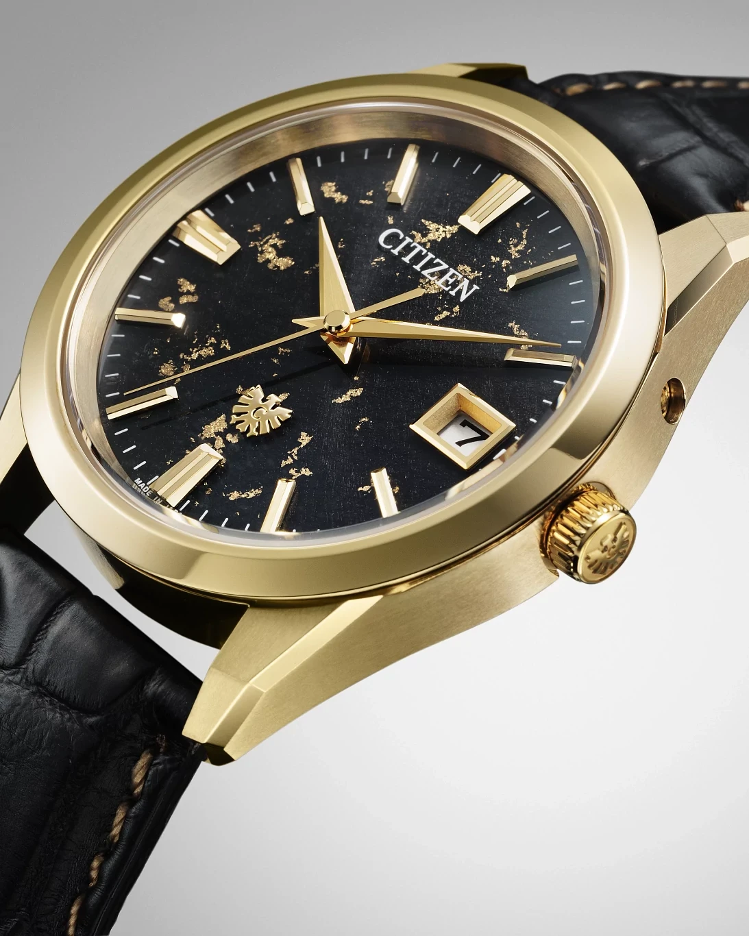 The Citizen Black Dial Crocodile Strap AQ4103-16E | CITIZEN